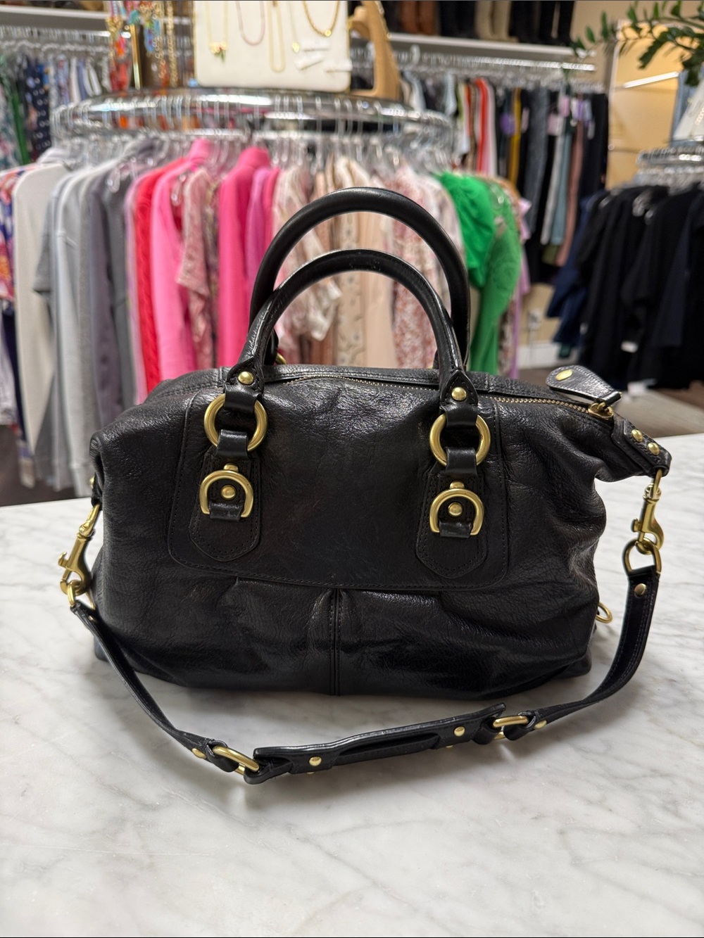 COACH Black Leather Madison Sabrina Satchel Handbag - Picture 2 of 16